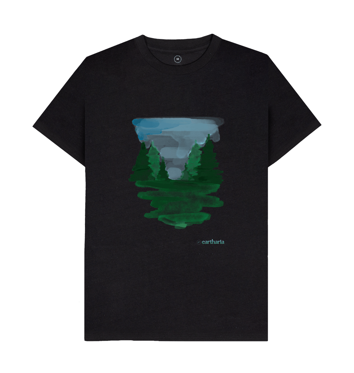 Black Recycled Printed T-Shirt Front