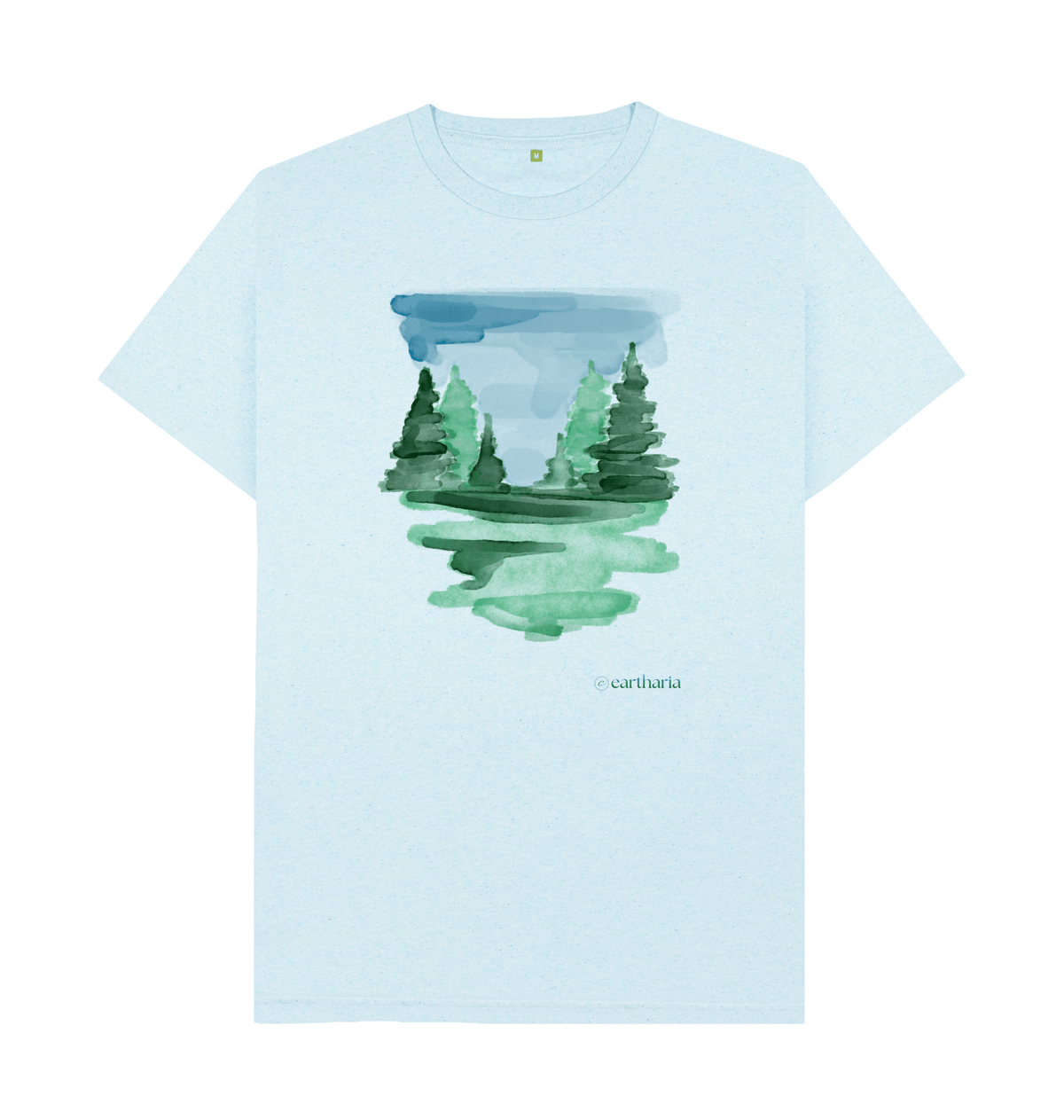 Light Blue Recycled Printed T-Shirt Front