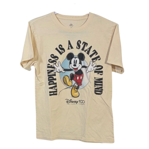 Disney 100 Mickey Mouse "Happiness Is A State Of Mind" Graphic Tee — Size Medium