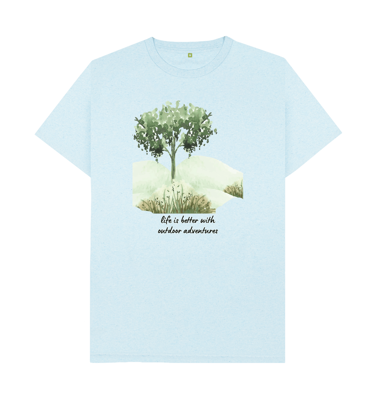 Light Blue Recycled Printed T-Shirt Front