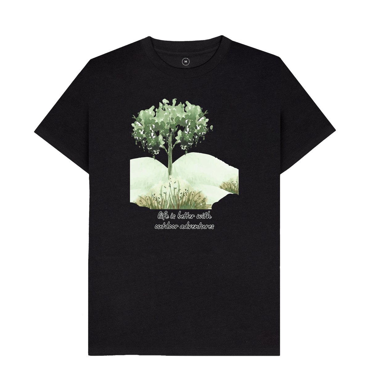 Black Recycled Printed T-Shirt Front