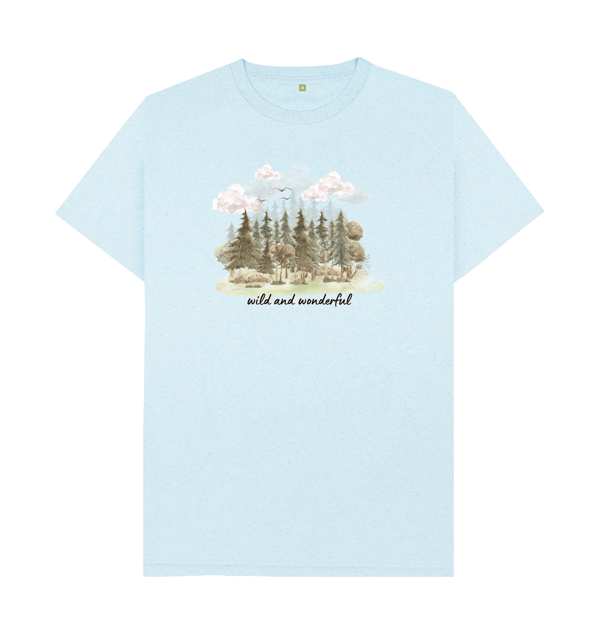 Light Blue Recycled Printed T-Shirt Front
