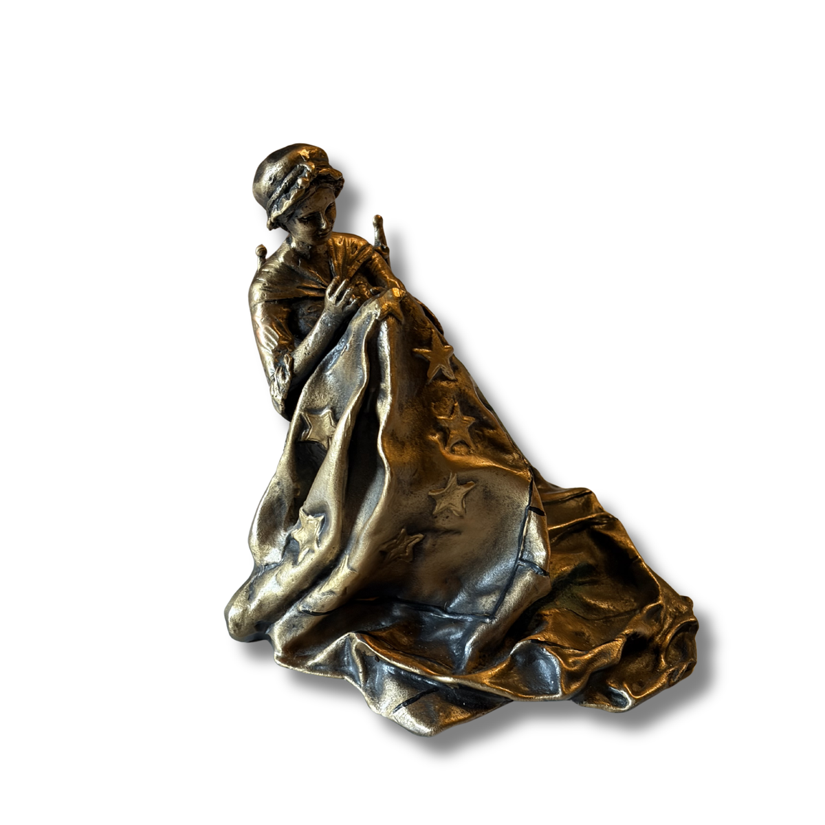 Betsy Ross Limited Edition Bronze Sculpture on a white background.