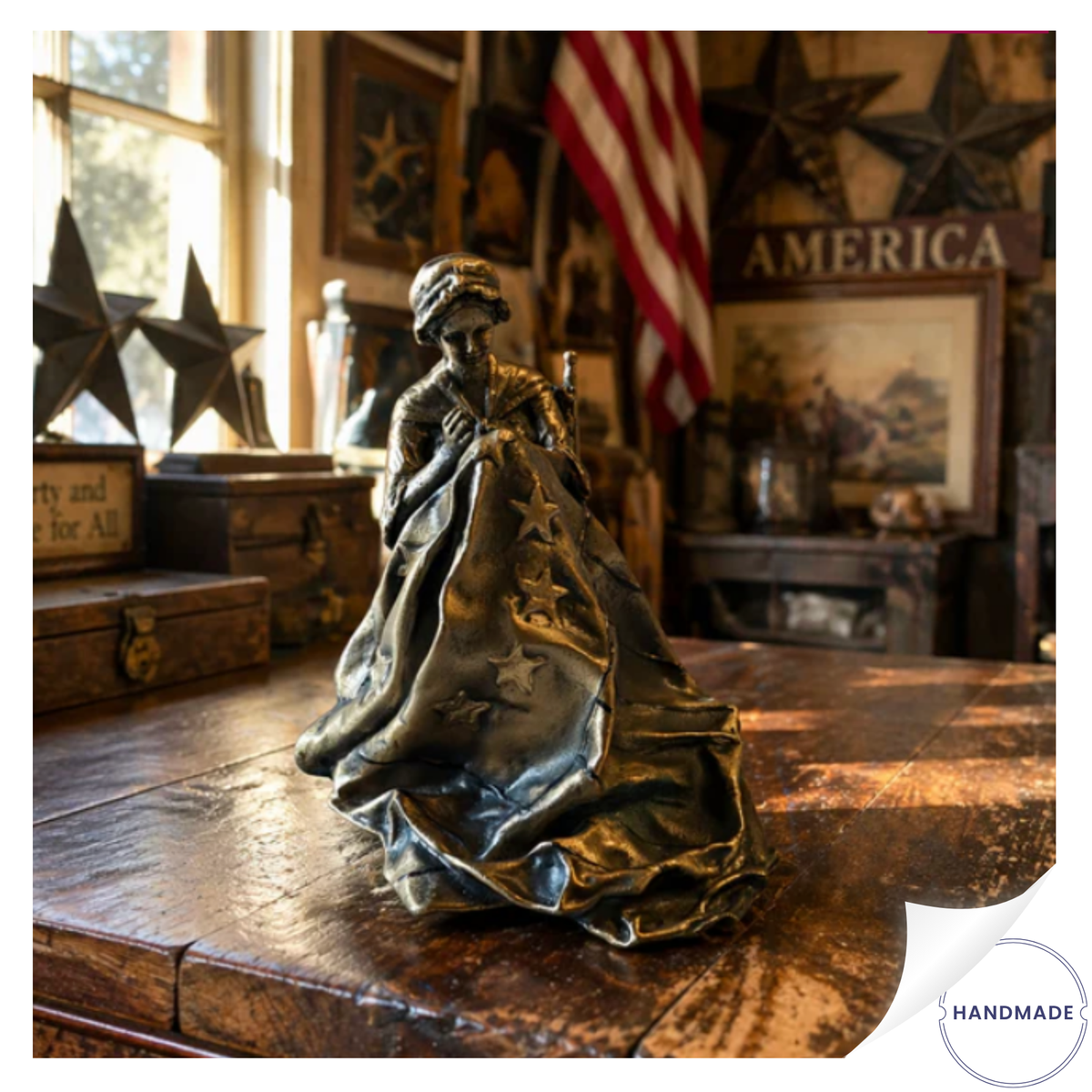 Betsy Ross Limited Edition Small Bronze Sculpture — Signed SCJ / Seward Johnson (1984) — #86/5000