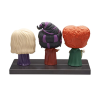 Back View Funko Pop Movie Scene Hocus Pocus Sanderson Sisters figurines on a black stand against a white background