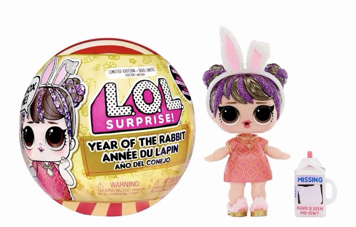 LOL Surprise! Year of the Rabbit doll in bunny ears with packaging on a white background