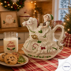 Lenox Holiday Collection Elf & Rocking Horse Figural Teapot #6095129 — Retired, Collectible