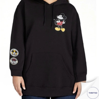 Disney Mickey & Minnie Mouse Graphic Hoodie | Black | Relaxed Fit | Teen & Adult | Size XL