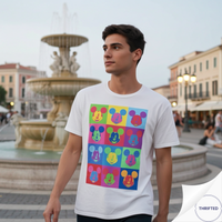 Disney Mickey Mouse Pop Art "Warhol Mickey" Graphic T-Shirt | White | Unisex | Size XL