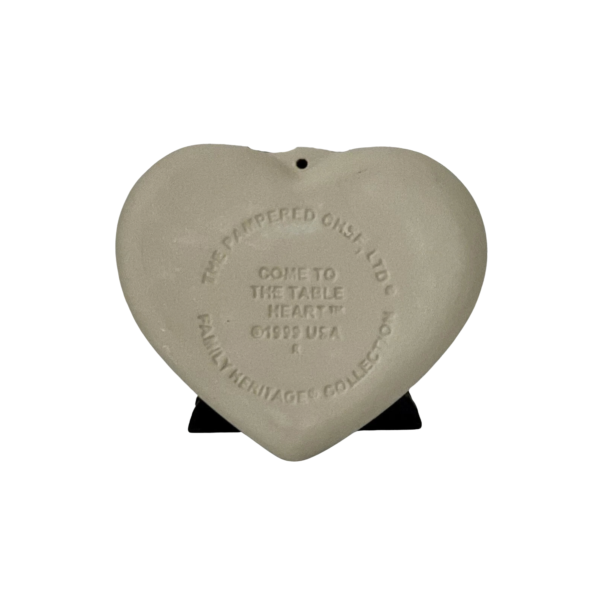 Pampered Chef - Anniversary Heart Stoneware Cookie Mold Come To The Table Heart Back on a white background