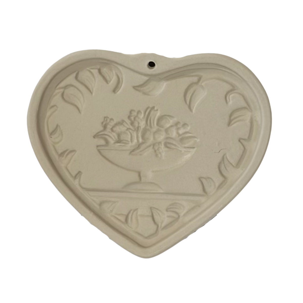 Pampered Chef - Anniversary Heart Stoneware Cookie Mold - Come To The Table Heart - Front - on a white background