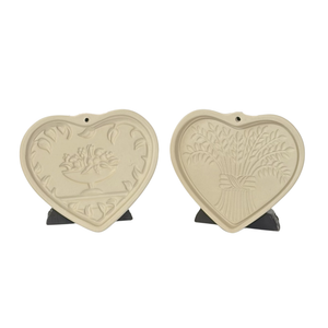 Pampered Chef - Anniversary Heart Stoneware Cookie Mold - Set of Two on a white background