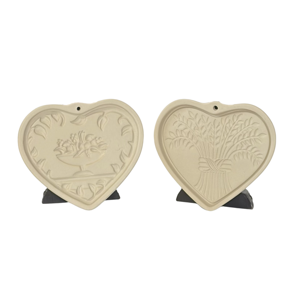 Pampered Chef - Anniversary Heart Stoneware Cookie Mold - Set of Two on a white background