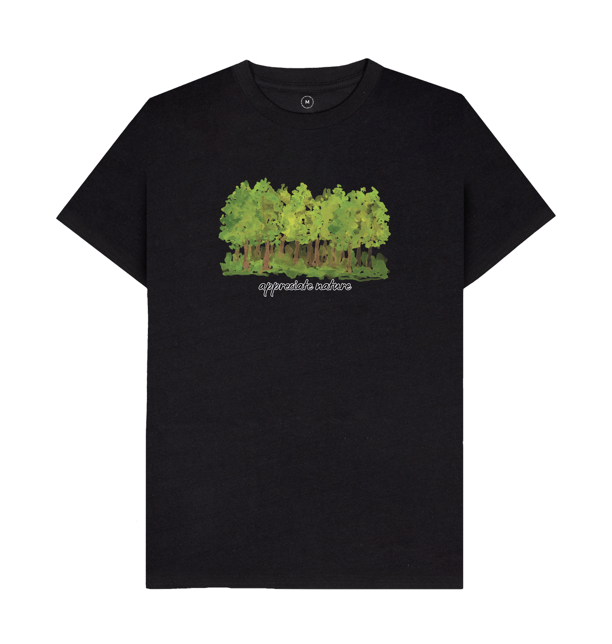 Black Recycled Printed T-Shirt Front