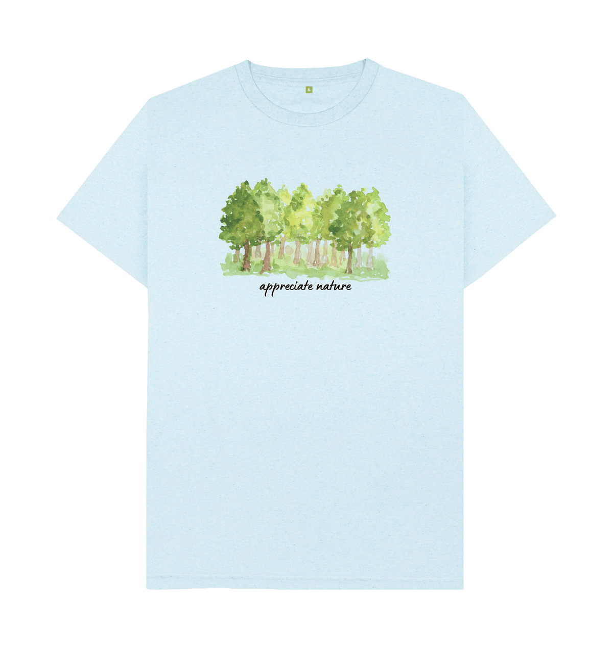 Light Blue Recycled Printed T-Shirt Front