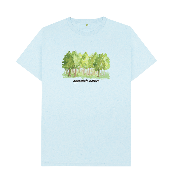 Light Blue Recycled Printed T-Shirt Front