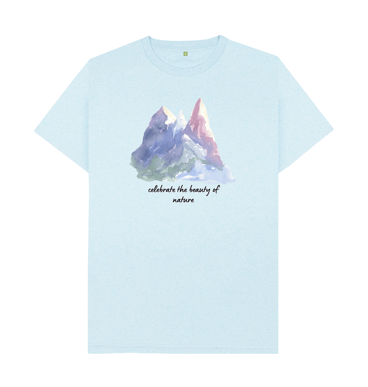 Light Blue Recycled Printed T-Shirt Front