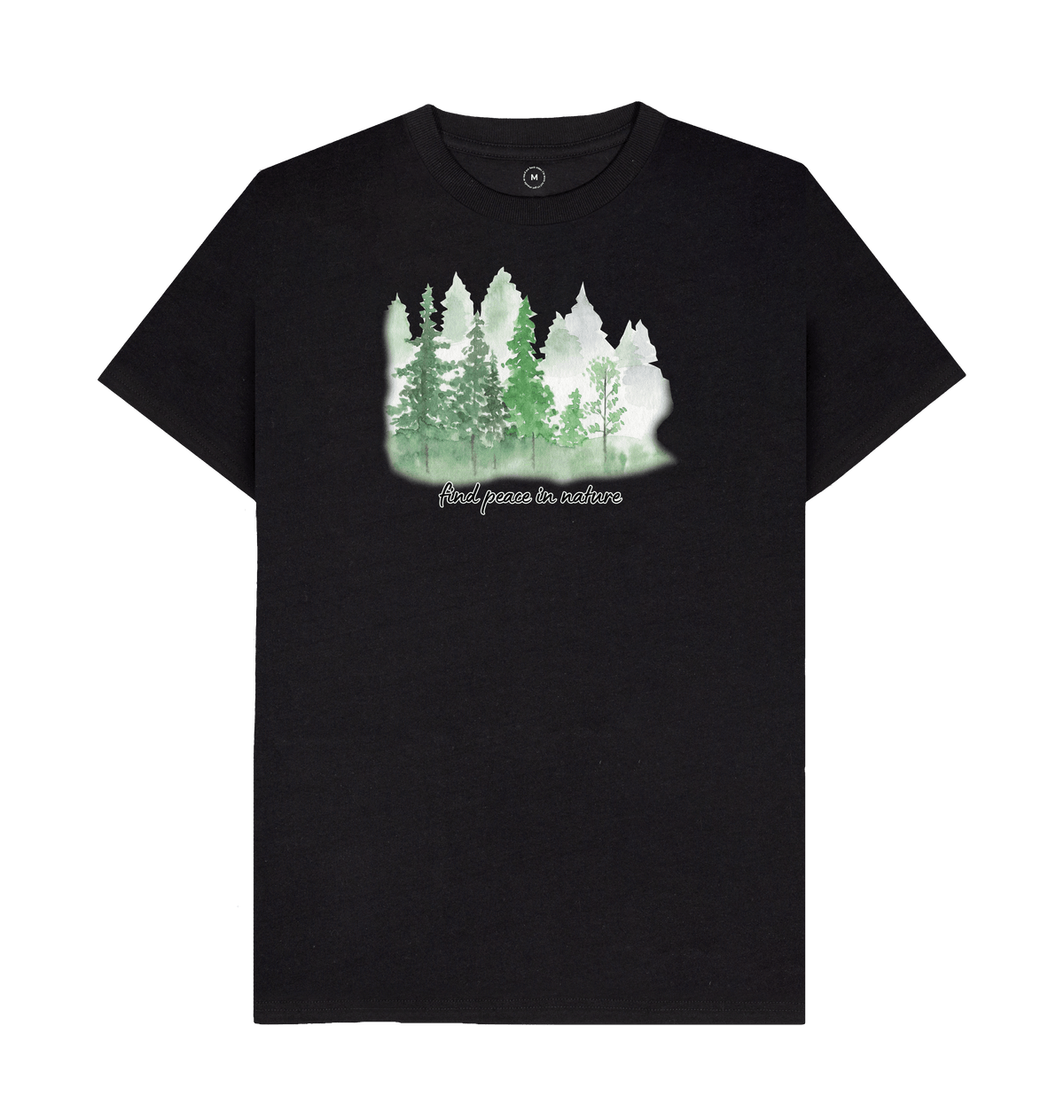 Black Recycled Printed T-Shirt Front