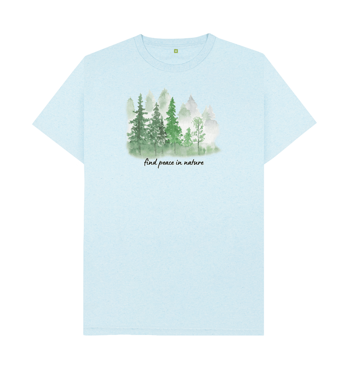 Light Blue Recycled Printed T-Shirt Front