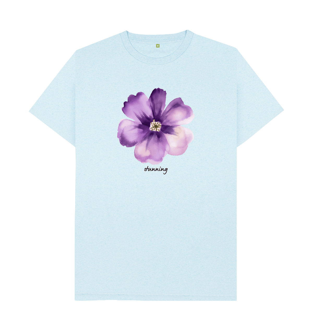 Light Blue Recycled Printed T-Shirt Front