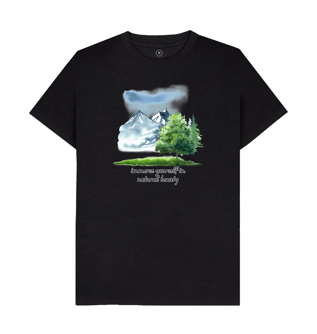 Black Recycled Printed T-Shirt Front
