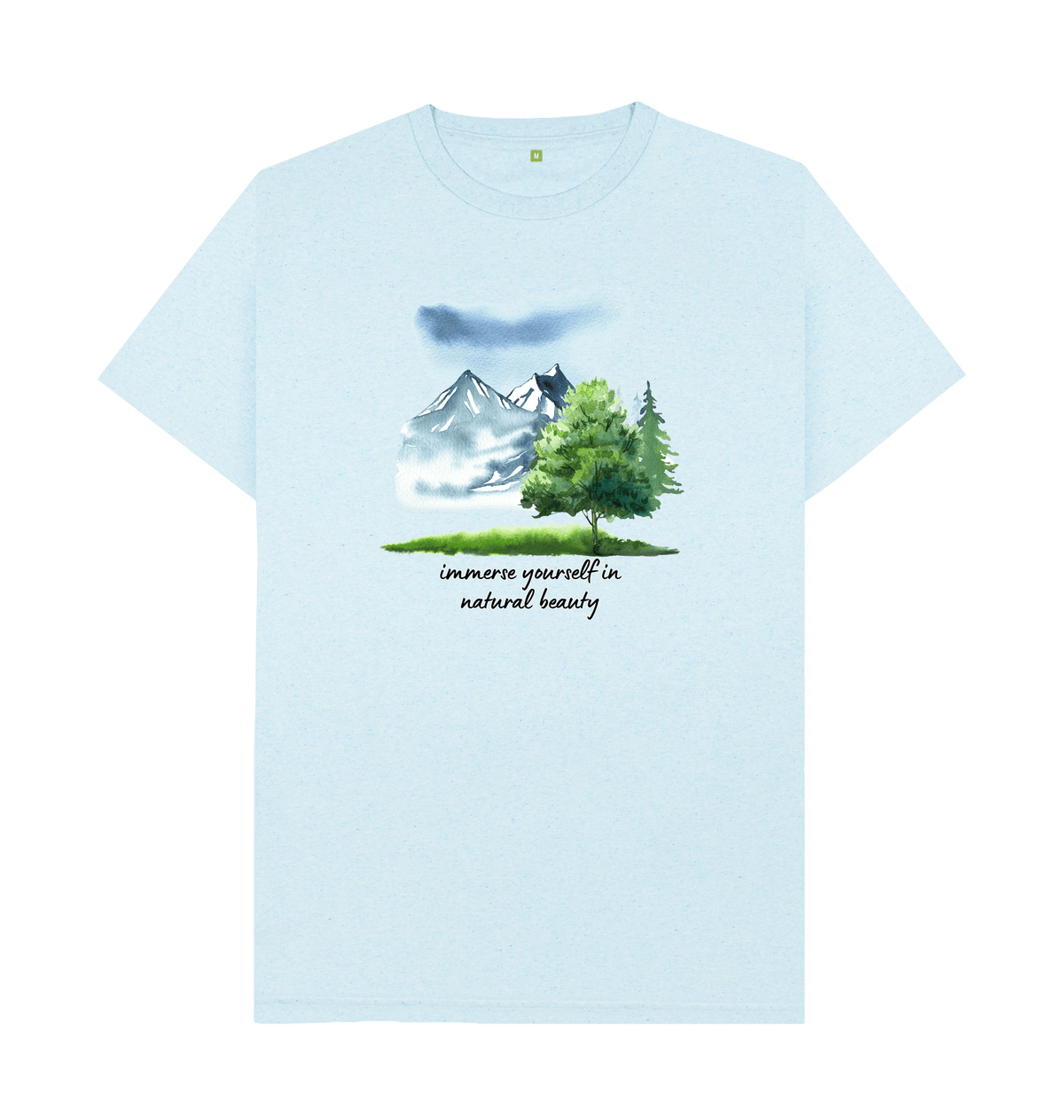 Light Blue Recycled Printed T-Shirt Front