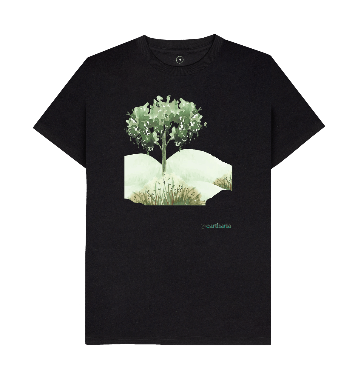 Black Recycled Printed T-Shirt Front