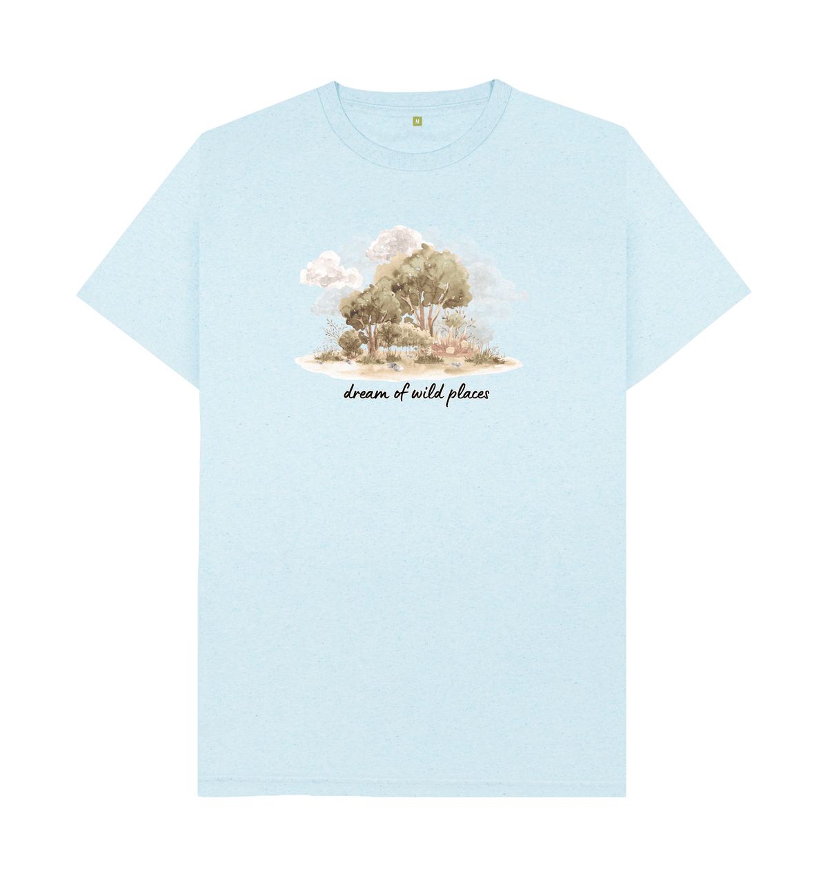 Light Blue Recycled Printed T-Shirt Front