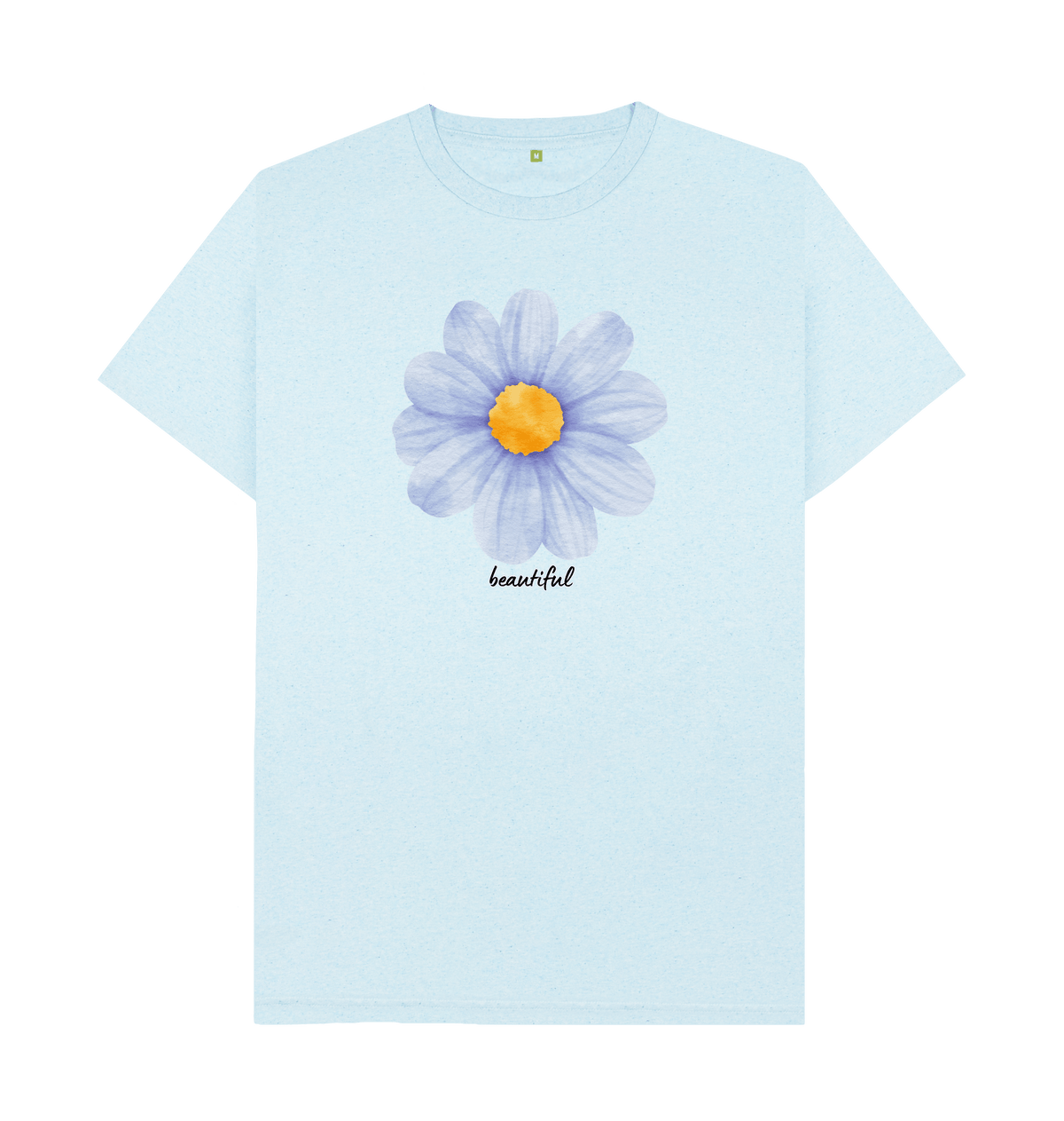Light Blue Recycled Printed T-Shirt Front
