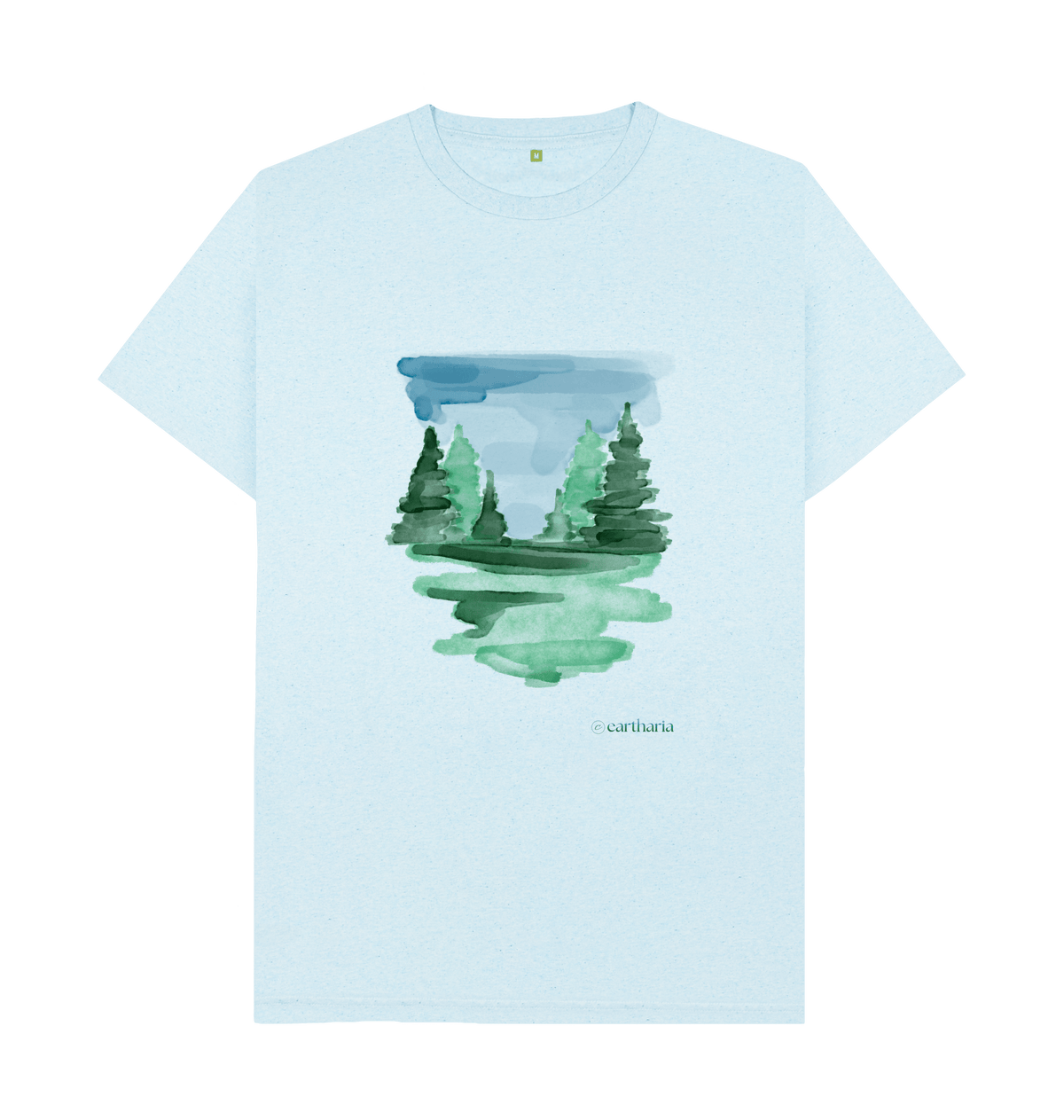 Light Blue Recycled Printed T-Shirt Front