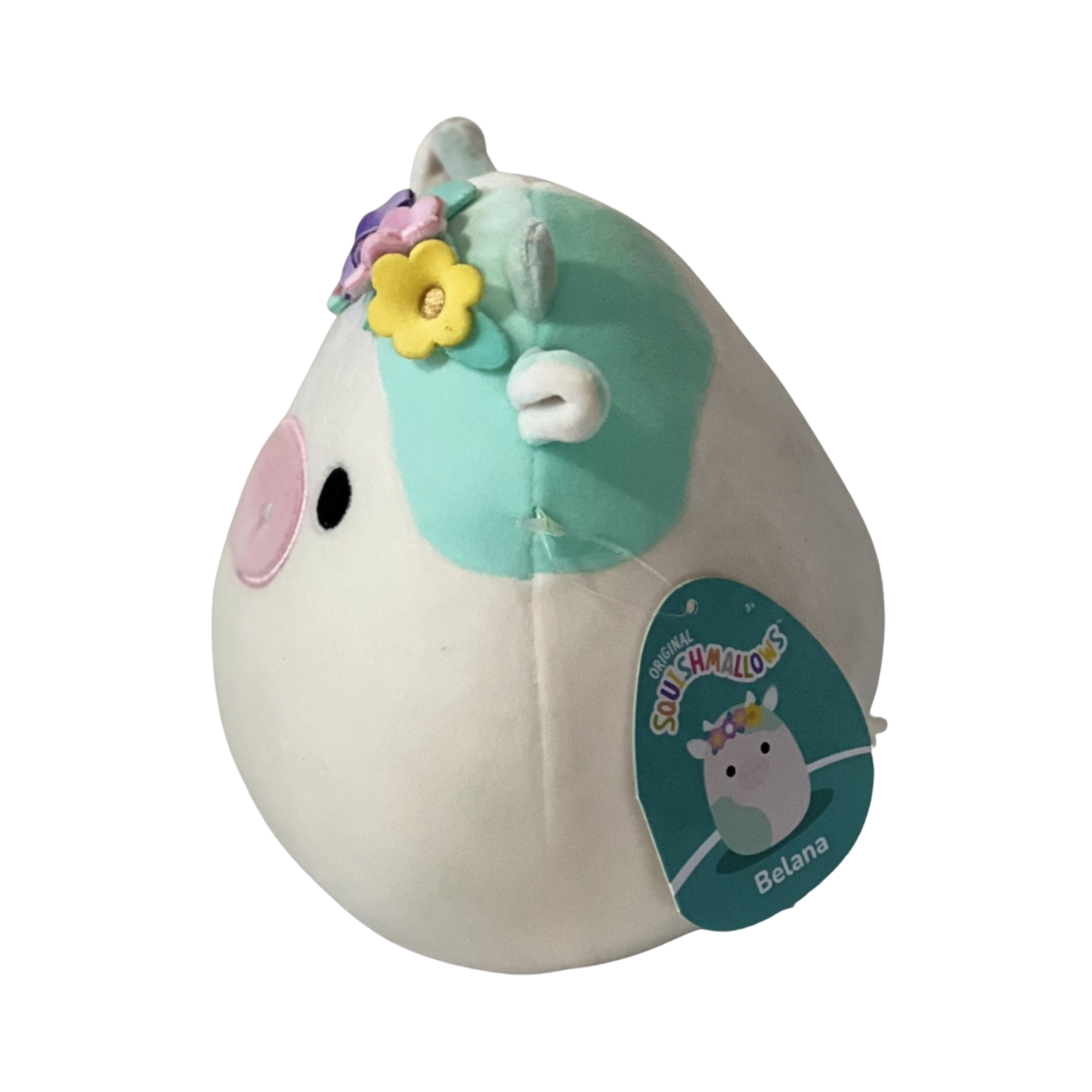 Squishmallows Original Belana Blue & White Cow with Flower Tiara
