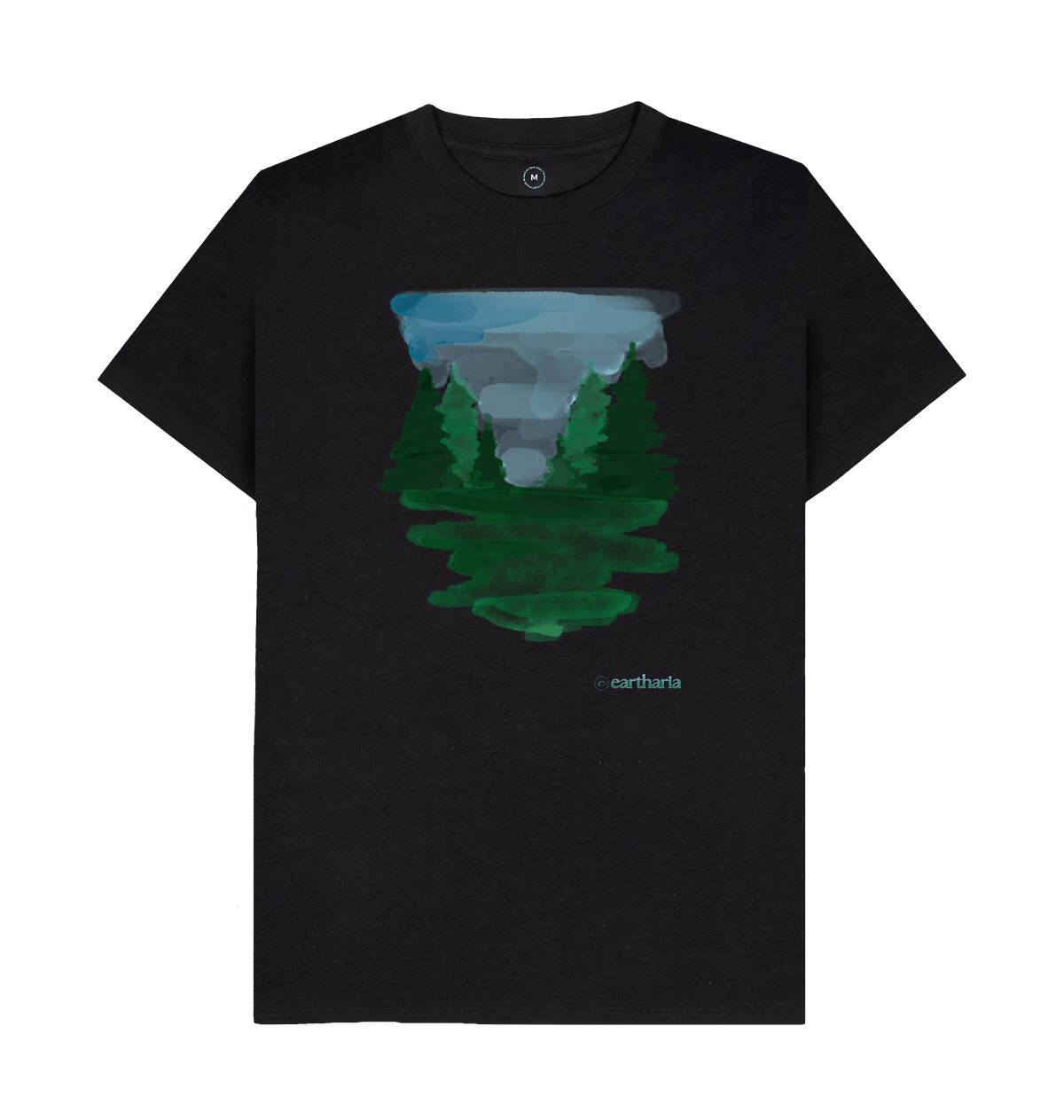 Black Recycled Printed T-Shirt Front