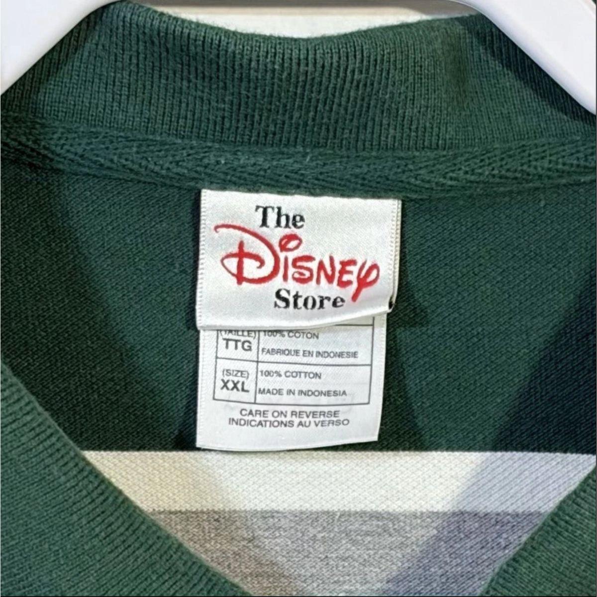 Disney Store Mickey Mouse Embroidered Varsity Squad Polo - Striped Green & Gray