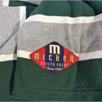 Disney Store Mickey Mouse Embroidered Varsity Squad Polo - Striped Green & Gray