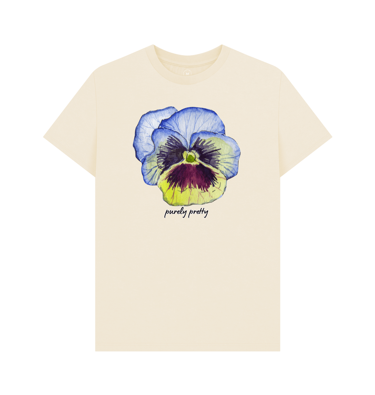 Natural Recycled Printed T-Shirt Front, cream, pansy purely pretty