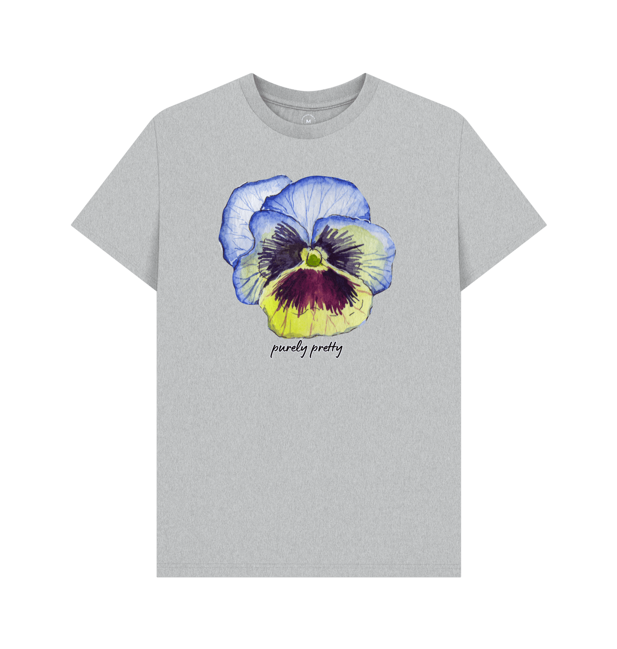 Grey Recycled Printed T-Shirt Front purely pretty pansy