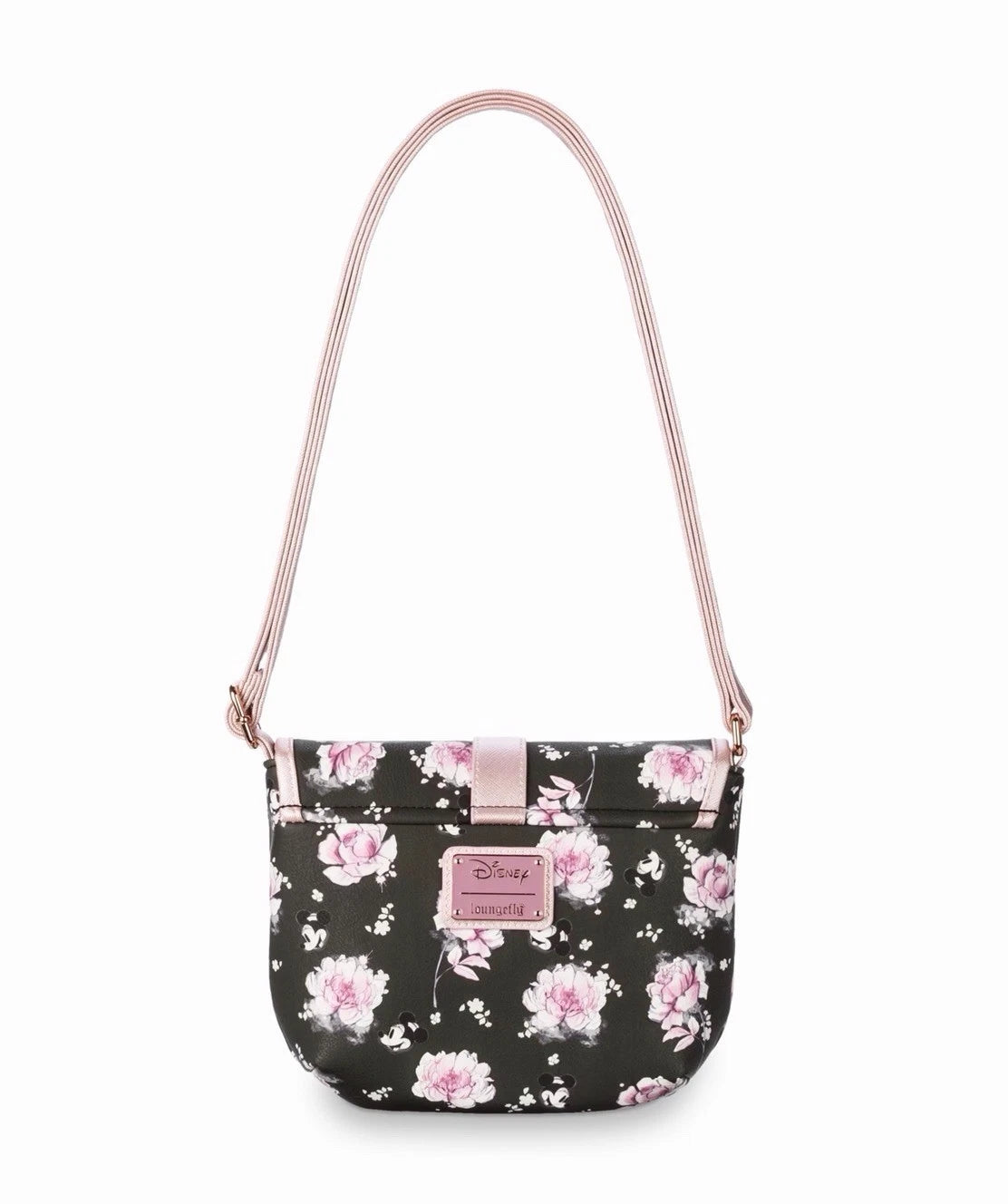 Loungefly x Disney Positively Minnie Collection, Cross Body Bag, Black Pink Floral