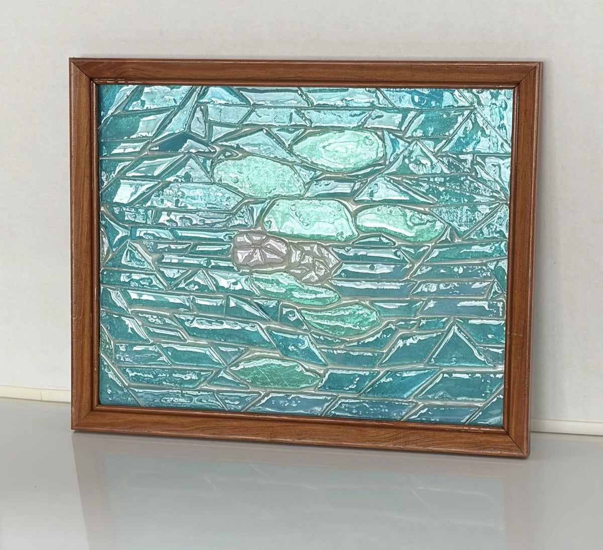 Stained Glass Mosaic , Abstract , “Water & Lily” - Contemporary - Handmade