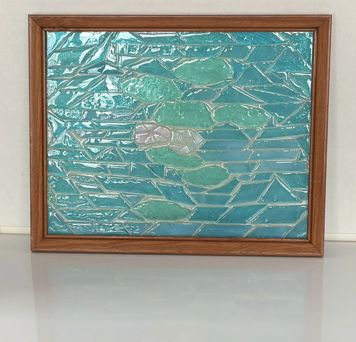 Stained Glass Mosaic , Abstract , “Water & Lily” - Contemporary - Handmade